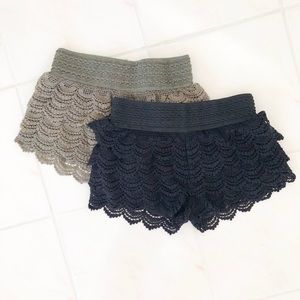 SHORTS BUNDLE✨Black & Olive Green Scalloped Shorts